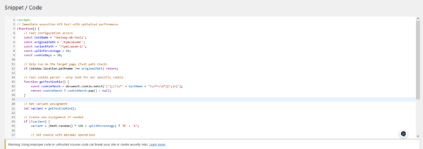 test a/b skrypt w snippecie